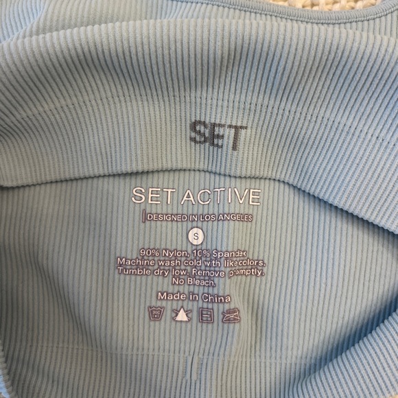 SET Active Ribbed Short Workout Set — Light Blue - Picture 3 of 3